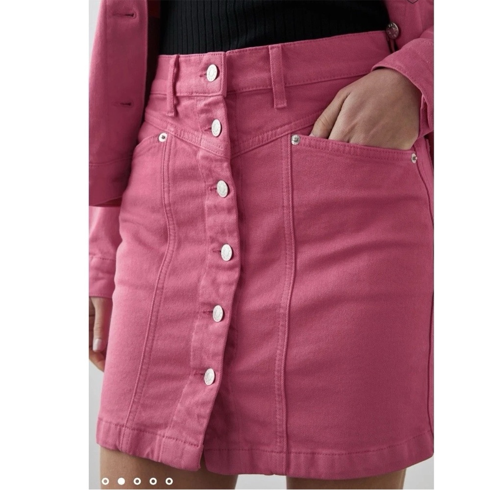 Rails Canyon Pink Denim Mini Skirt SZ 27 Preppy Casual Button Up Spring Bright